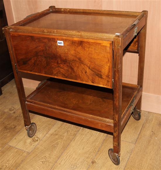 An Art Deco walnut trolley, W.64cm